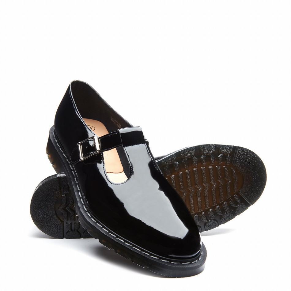 Solovair Patent Men Mary Jane Shoes Black | S0-393-BK-PT-G-030