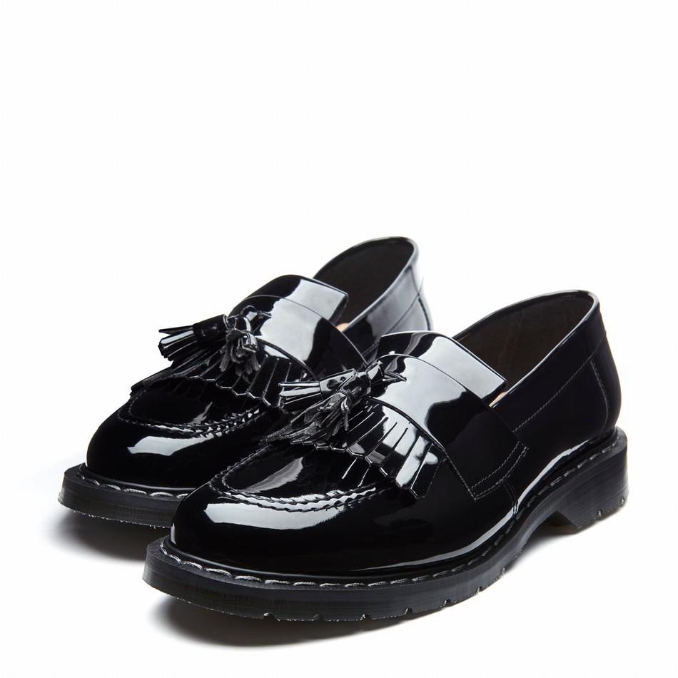 Solovair Patent Tassel Men Loafers Black | S0-1022-BK-PT-G-030