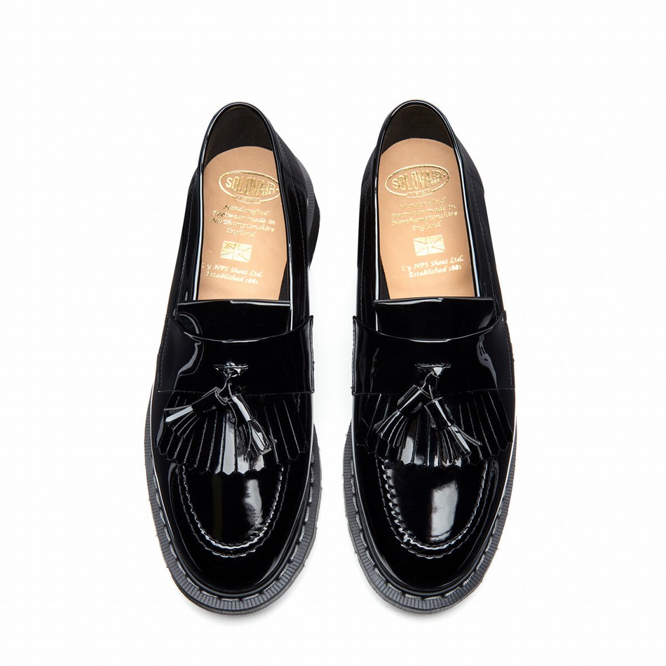 Solovair Patent Tassel Men Loafers Black | S0-1022-BK-PT-G-030