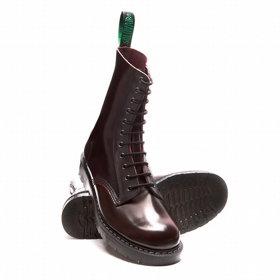 Solovair Rub-Off 11 Eye Men Derby Boots Burgundy | S11-981-BUR-G-030