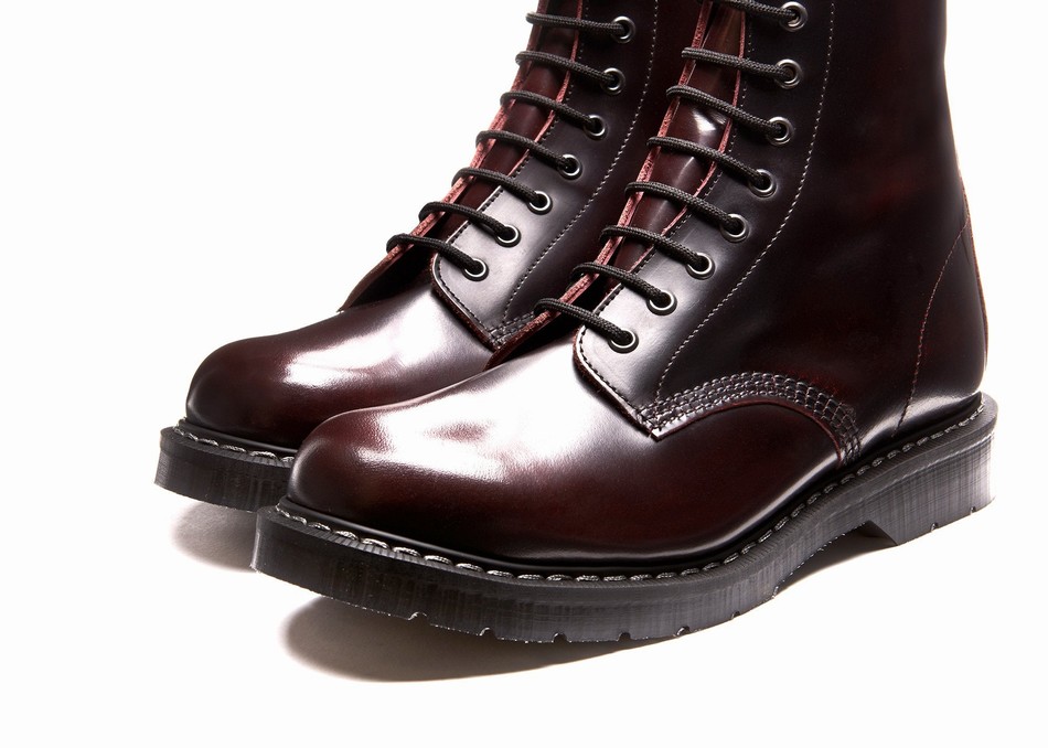 Solovair Rub-Off 11 Eye Men Derby Boots Burgundy | S11-981-BUR-G-030