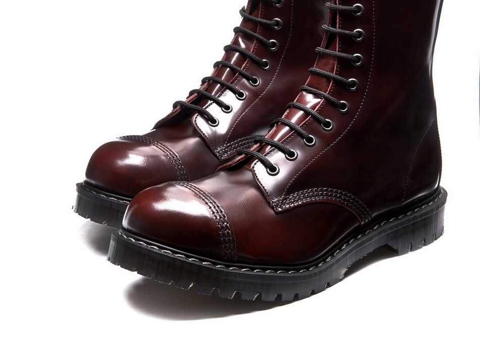 Solovair Rub-Off 11 Eye Steel Toe Men Derby Boots Burgundy | SC11-1980-BUR-G-060