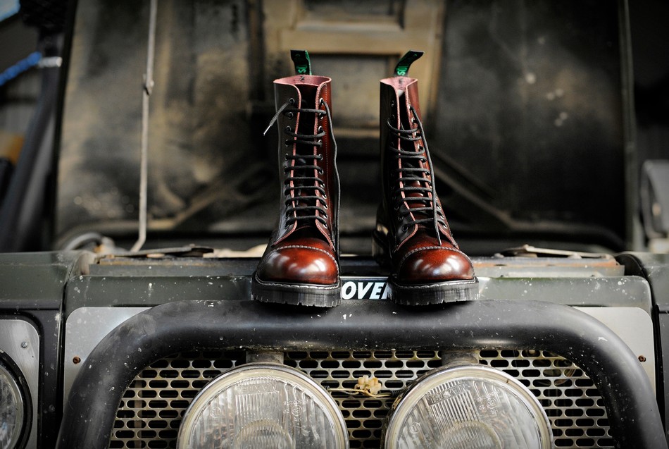 Solovair Rub-Off 11 Eye Steel Toe Men Derby Boots Burgundy | SC11-1980-BUR-G-060