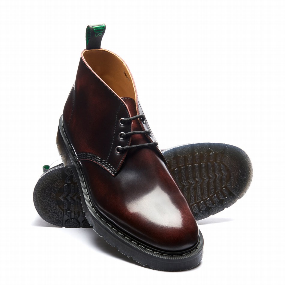 Solovair Rub-Off 3 Eye Men Chukka Boots Burgundy | S3-080-BUR-G-035