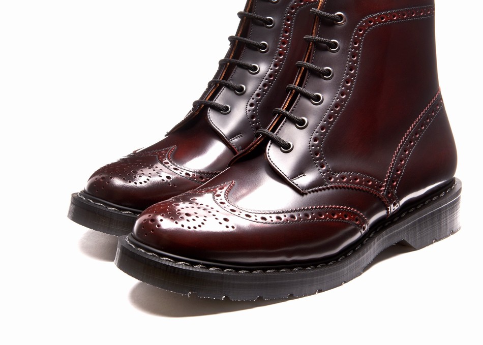 Solovair Rub-Off 6 Eye Women Brogue Boots Burgundy | S6-019-BUR-G-030