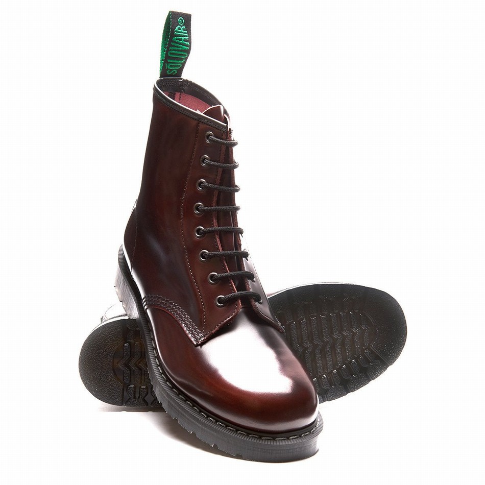 Solovair Rub-Off 8 Eye Men Derby Boots Burgundy | S8-551-BUR-G-030