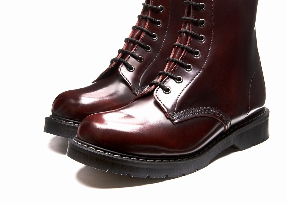 Solovair Rub-Off 8 Eye Men Derby Boots Burgundy | S8-551-BUR-G-030