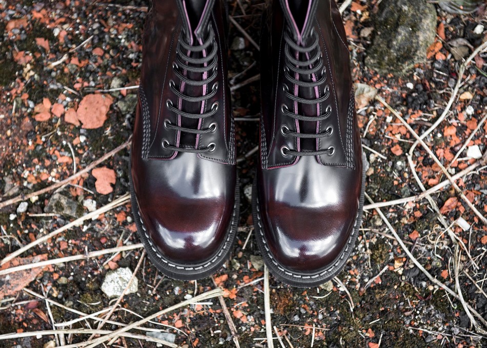 Solovair Rub-Off 8 Eye Men Derby Boots Burgundy | S8-551-BUR-G-030