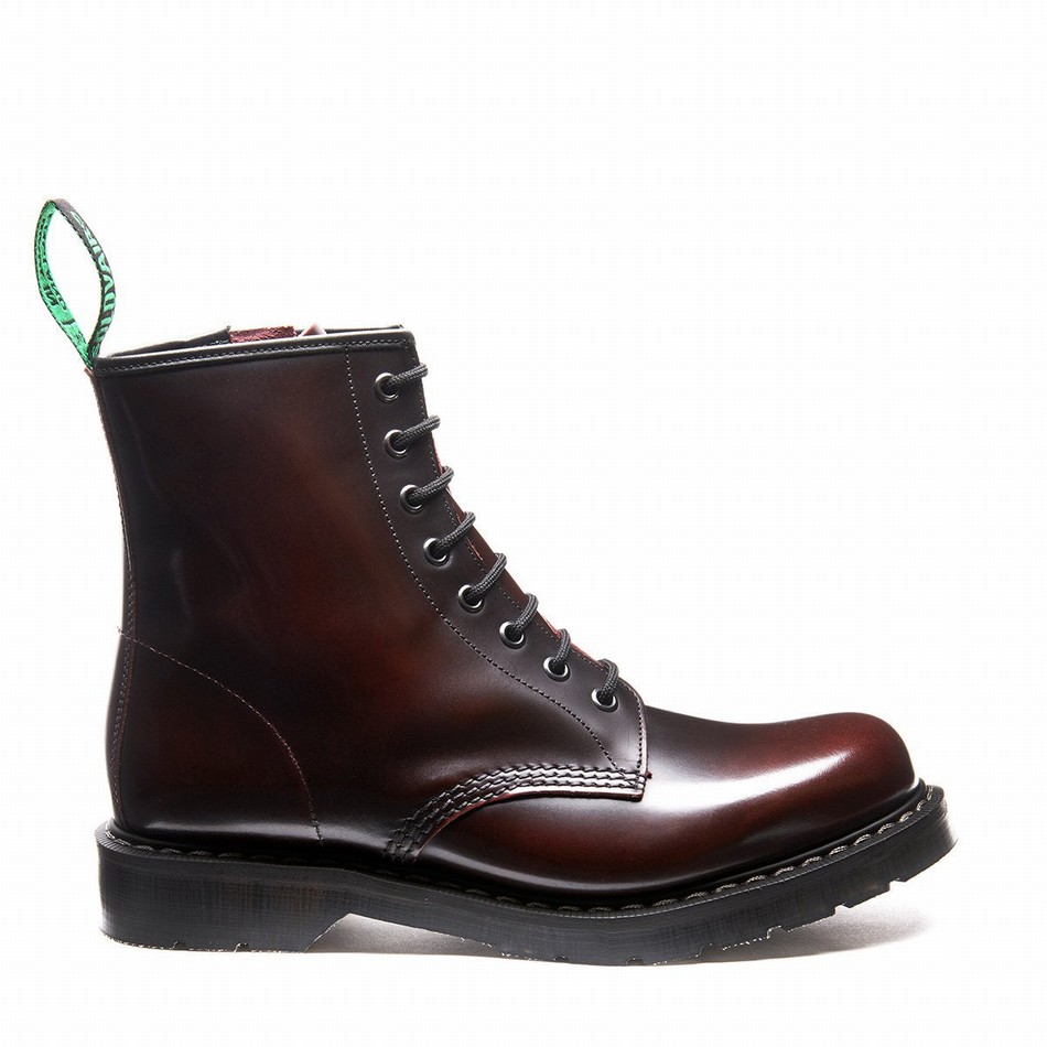 Solovair Rub-Off 8 Eye Zip Men Derby Boots Burgundy | S8-551-BUR-ZIP-G-045