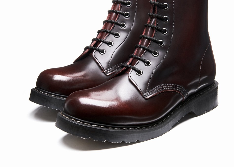 Solovair Rub-Off 8 Eye Zip Men Derby Boots Burgundy | S8-551-BUR-ZIP-G-045