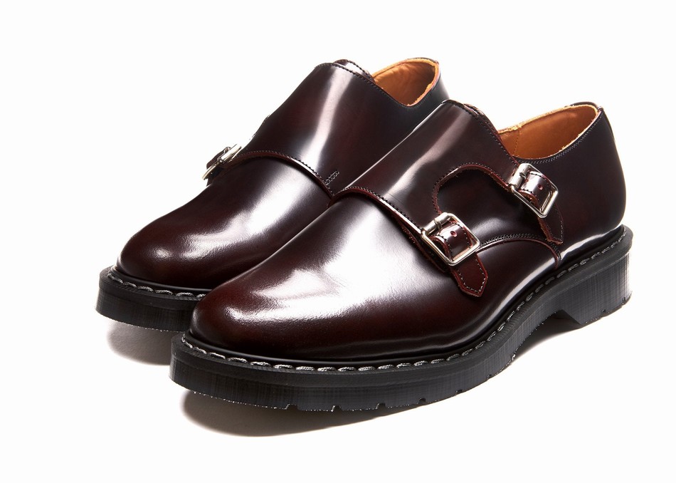 Solovair Rub-Off Double Buckle Men Monk Shoes Burgundy | S0-157-BUR-G-030