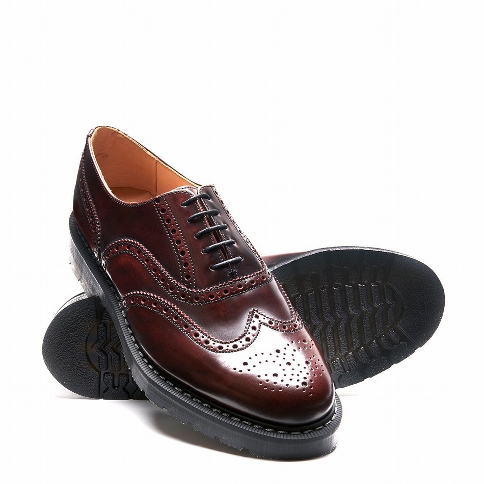 Solovair Rub-Off English Women Brogue Shoes Burgundy | S5-811-BUR-G-030