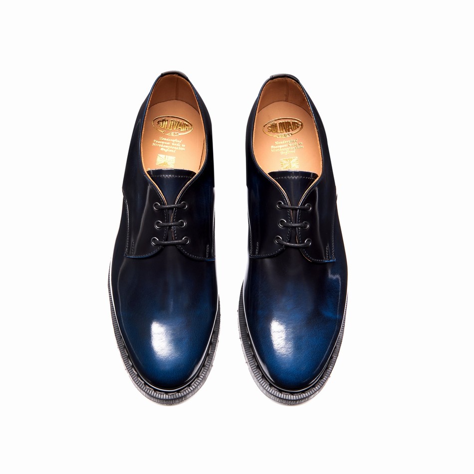 Solovair Rub-Off Men Gibson Shoes Navy | S3-995-NV-RO-G-030