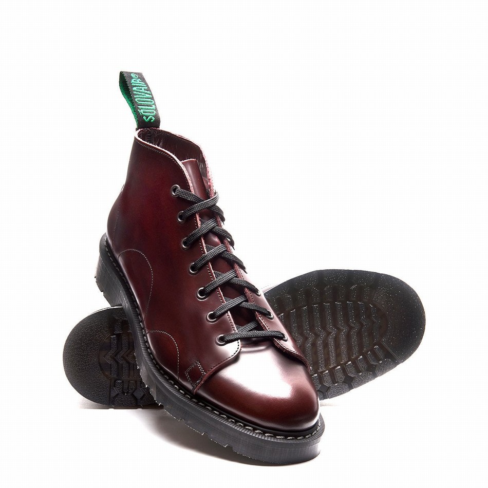 Solovair Rub-Off Men Monkey Boots Burgundy | S7-116-BUR-G-030