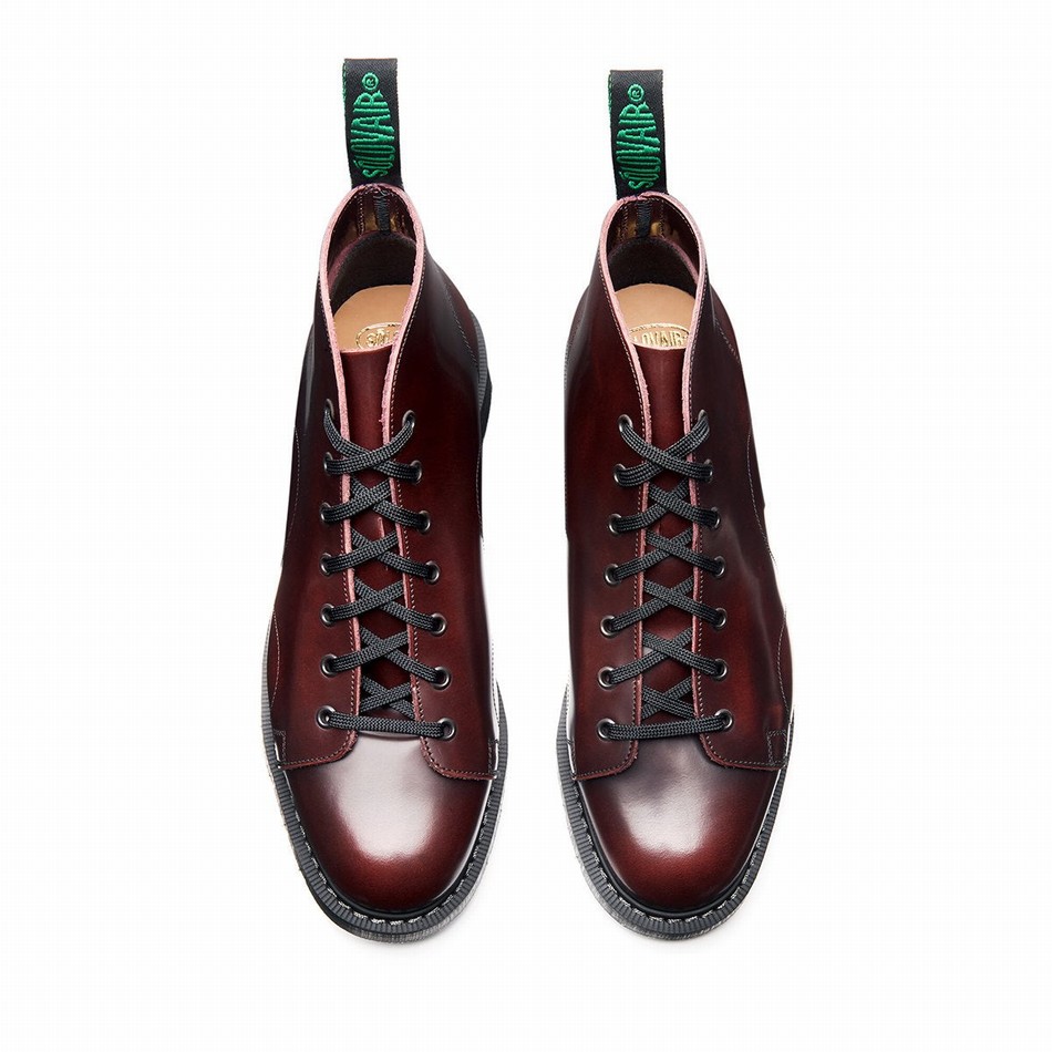 Solovair Rub-Off Men Monkey Boots Burgundy | S7-116-BUR-G-030