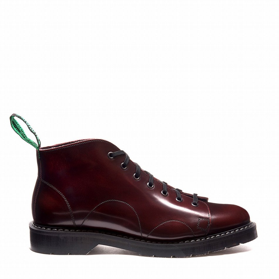 Solovair Rub-Off Men Monkey Boots Burgundy | S7-116-BUR-G-030