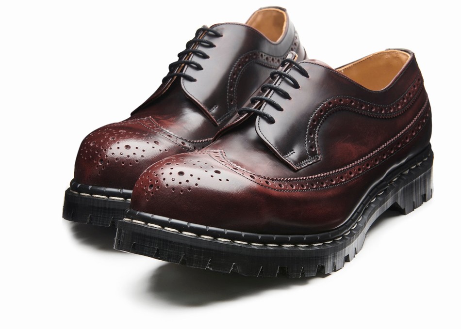 Solovair Rub-Off Steel Toe American Men Brogue Shoes Burgundy | GF5-1812-BUR-RO-030