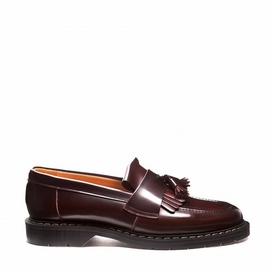 Solovair Rub-Off Tassel Women Loafers Burgundy | S0-1022-BUR-G-030