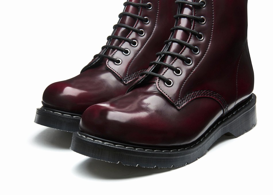 Solovair Rub-Off Vegan 8 Eye Men Derby Boots Red | VS8-551-CR-RO-VEG-G-030