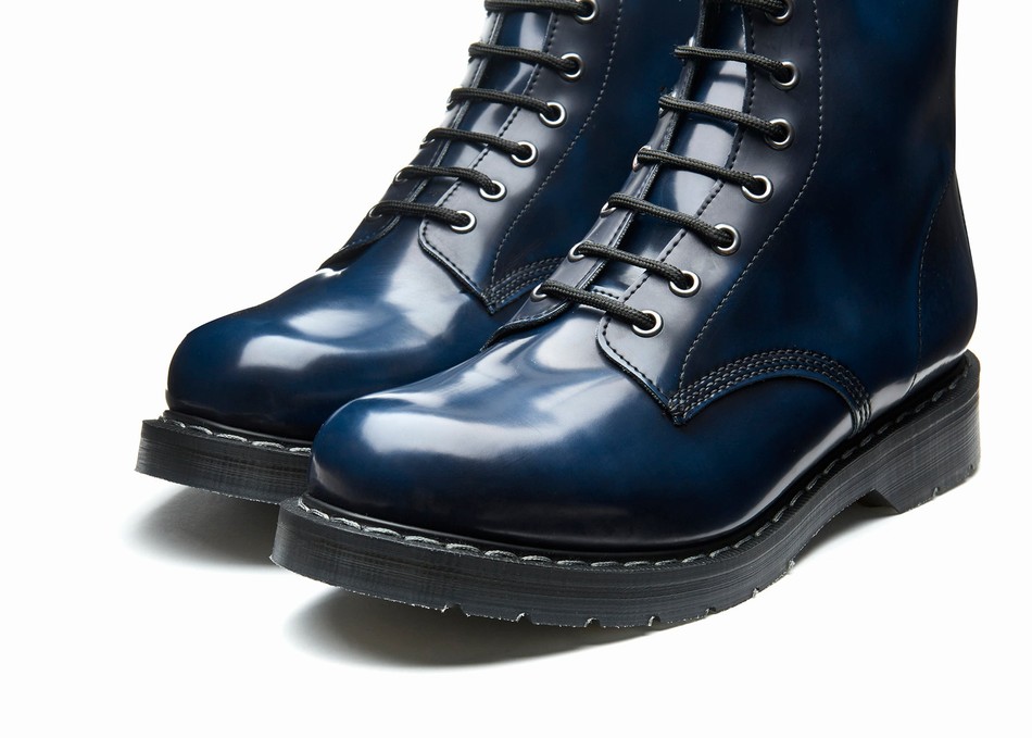 Solovair Rub-Off Vegan 8 Eye Women Derby Boots Navy | VS8-551-NV-RO-VEG-G-030