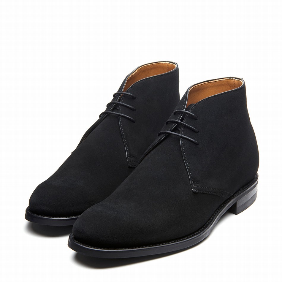 Solovair Suede 3 Eye Men Chukka Boots Black | 103-BK-SUE-060