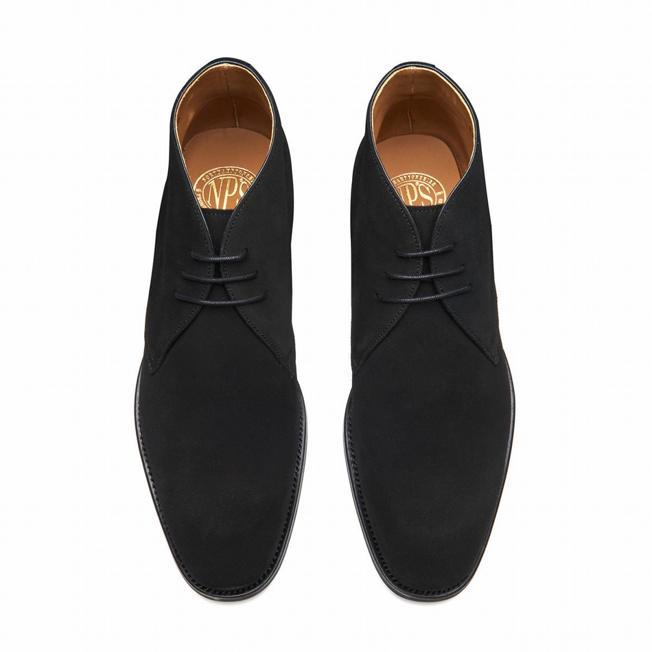 Solovair Suede 3 Eye Men Chukka Boots Black | 103-BK-SUE-060