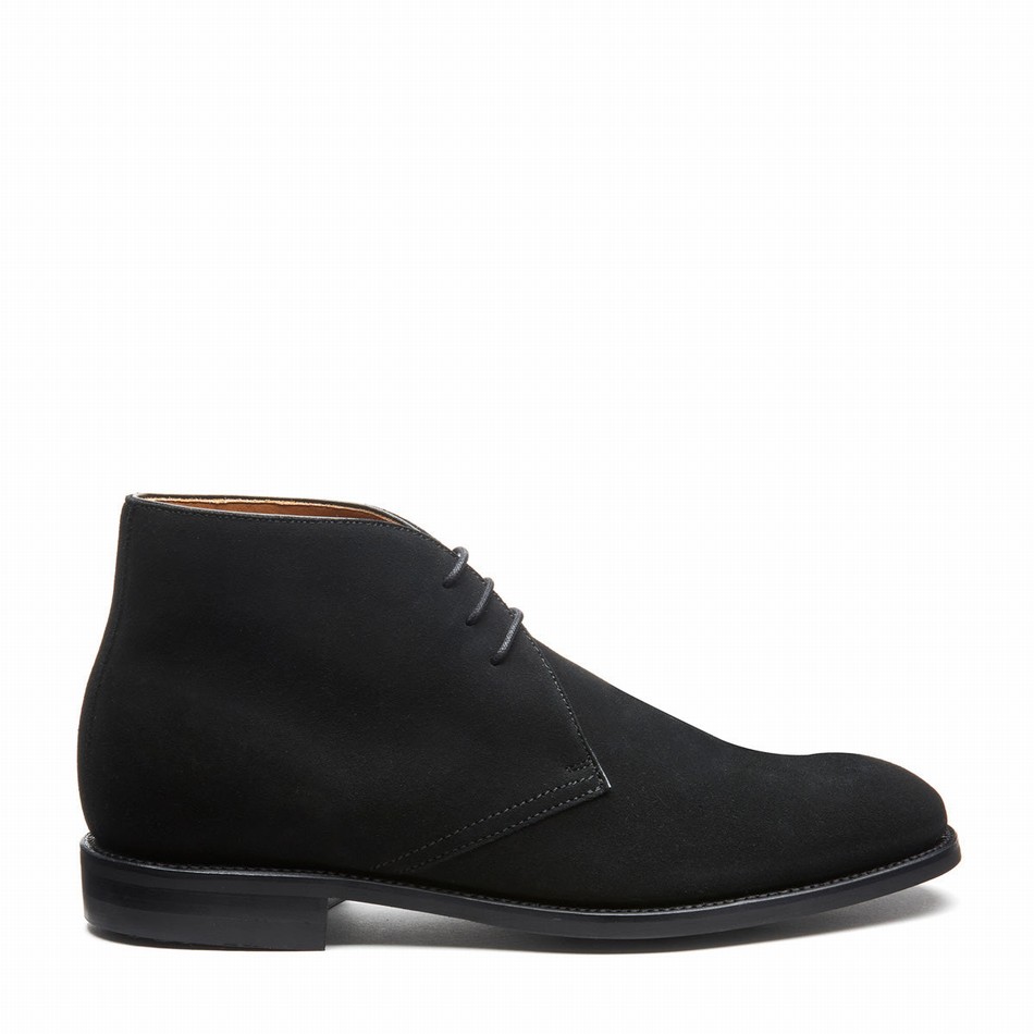 Solovair Suede 3 Eye Men Chukka Boots Black | 103-BK-SUE-060