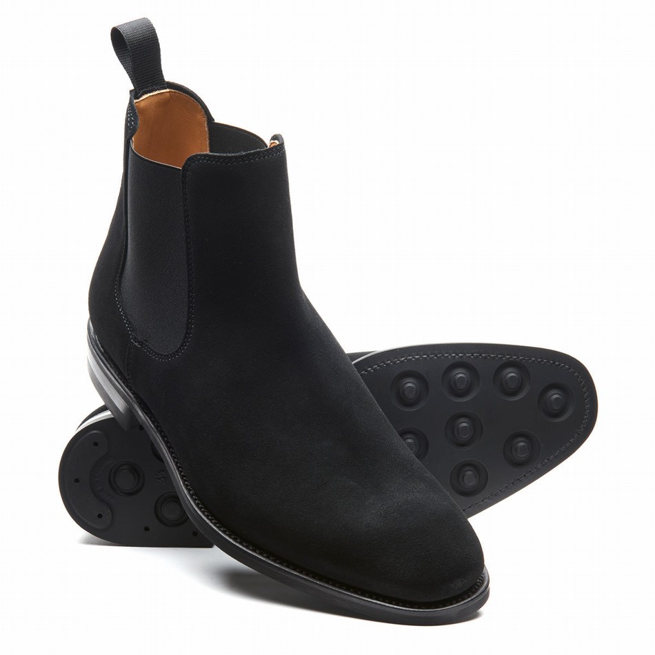 Solovair Suede Men Chelsea Boots Black | 101-BK-SUE-060