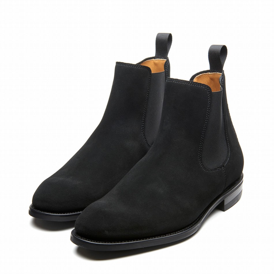 Solovair Suede Men Chelsea Boots Black | 101-BK-SUE-060