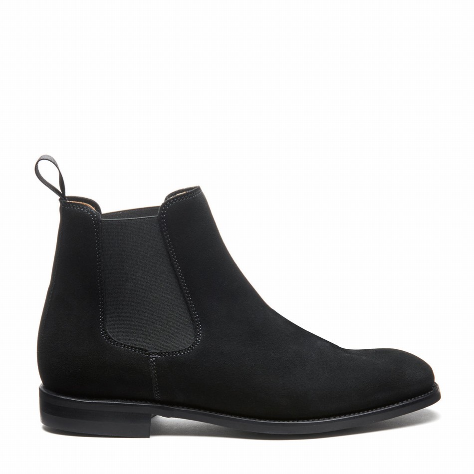 Solovair Suede Men Chelsea Boots Black | 101-BK-SUE-060