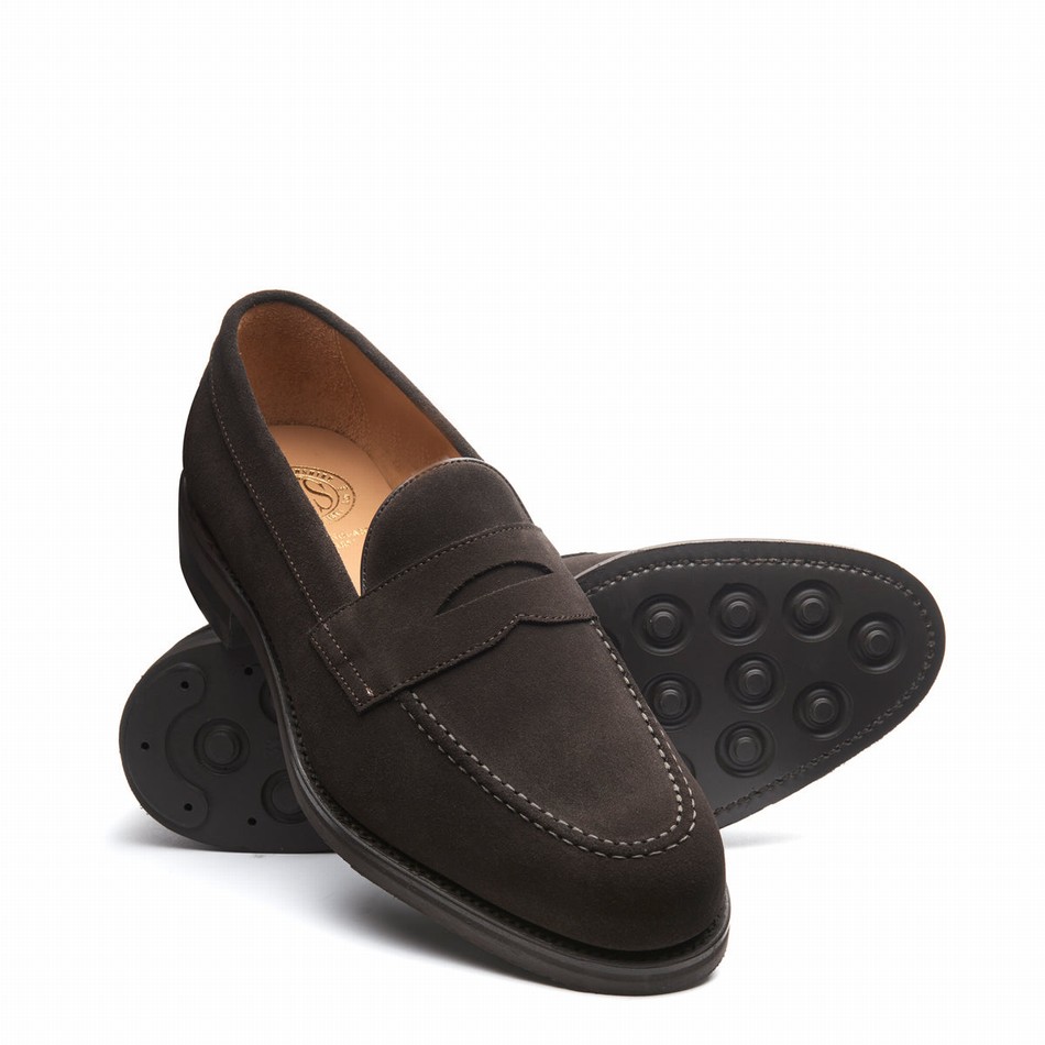 Solovair Suede Penny Men Loafers Brown | 970-BN-SUE-060