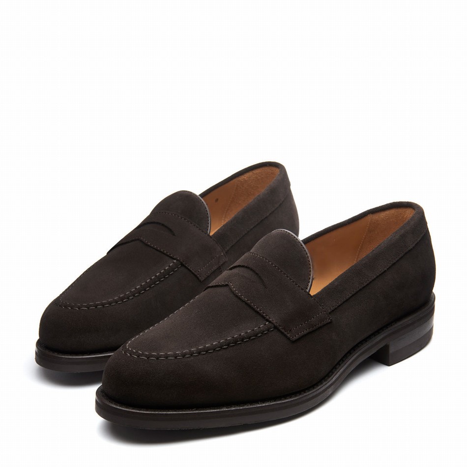 Solovair Suede Penny Men Loafers Brown | 970-BN-SUE-060