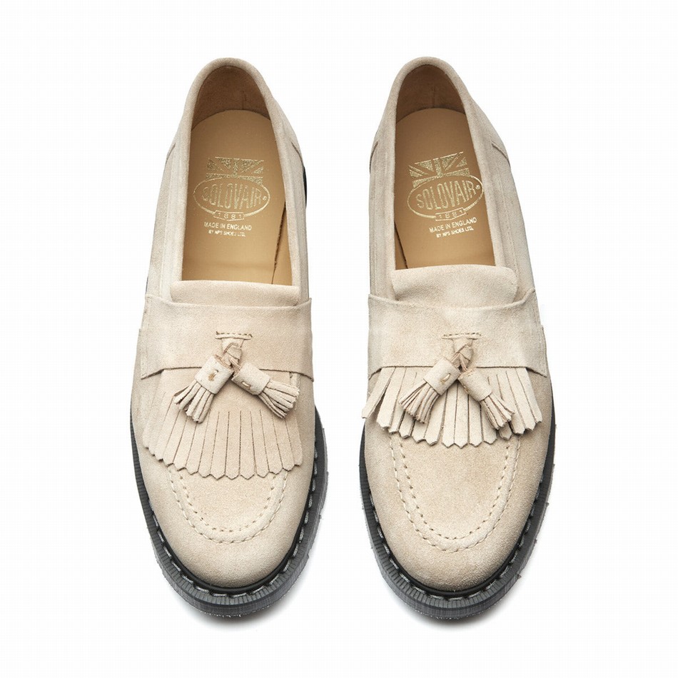 Solovair Suede Tassel Men Loafers Beige | S0-1022-NU-SUE-G-040