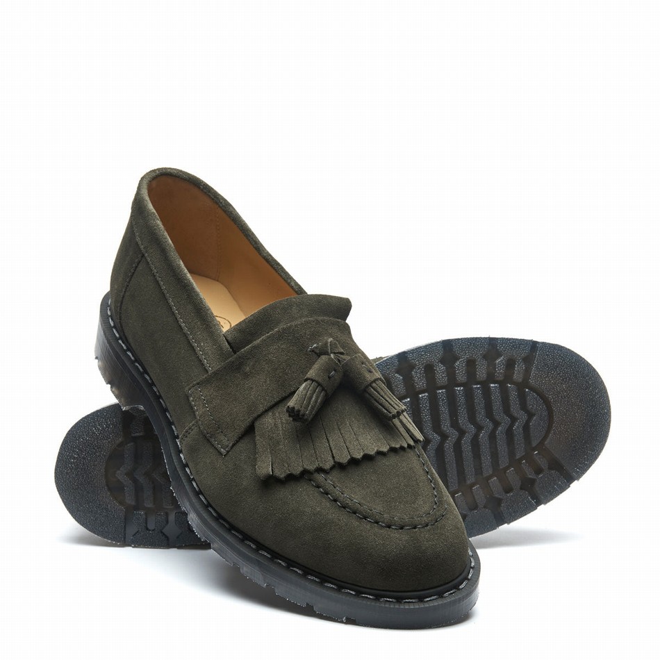 Solovair Suede Tassel Men Loafers Olive | S0-1022-OL-SUE-G-035