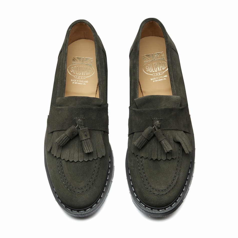 Solovair Suede Tassel Men Loafers Olive | S0-1022-OL-SUE-G-035