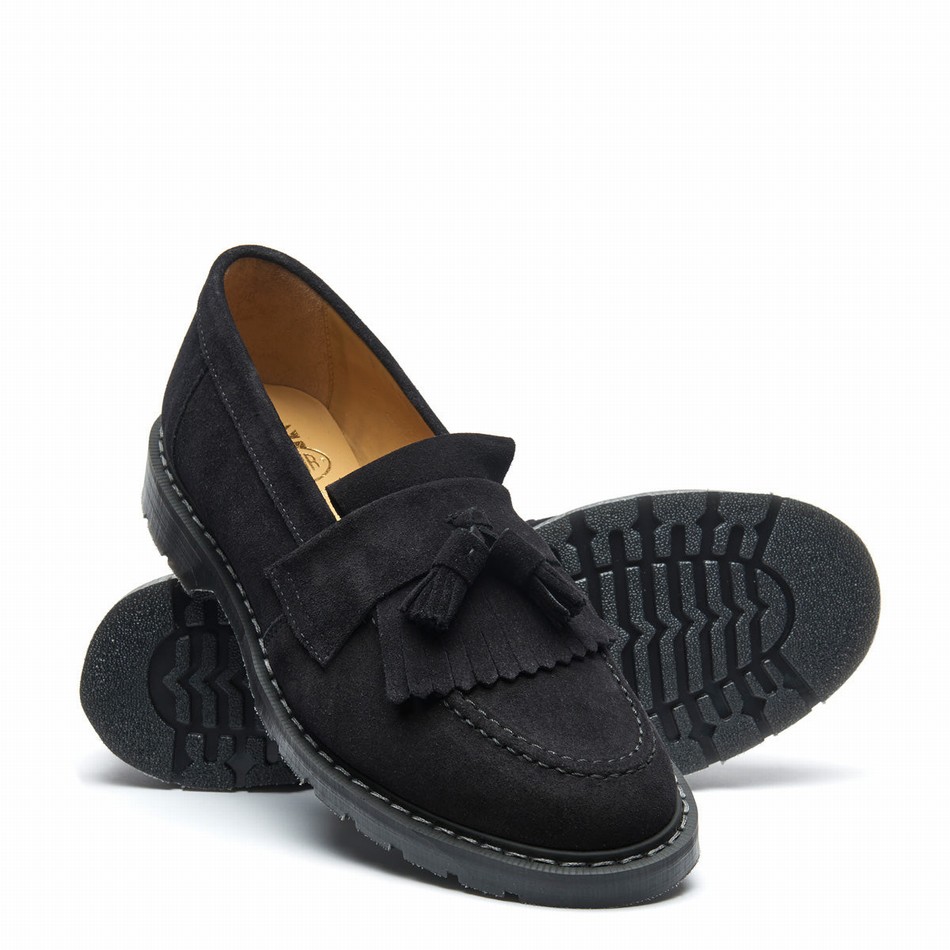 Solovair Suede Tassel Women Loafers Black | S0-1022-BK-SUE-G-040