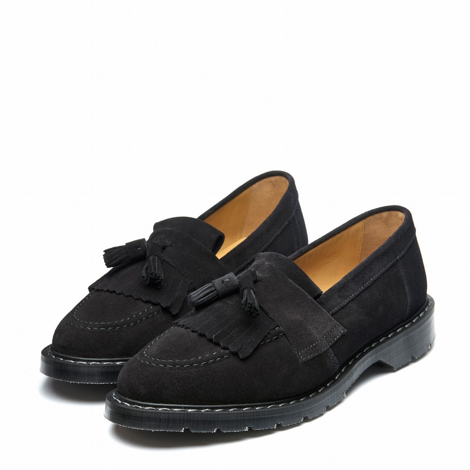 Solovair Suede Tassel Women Loafers Black | S0-1022-BK-SUE-G-040