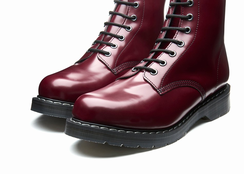 Solovair Vegan Hi-Shine 8 Eye Men Derby Boots Red | VS8-551-OX-VEG-G-040