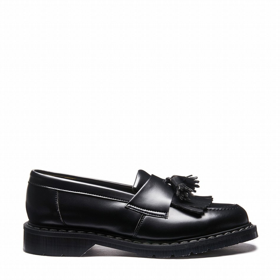 Solovair Vegan Hi-Shine Tassel Women Loafers Black | VS0-1022-BK-VEG-G-040